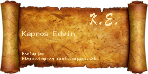 Kapros Edvin névjegykártya